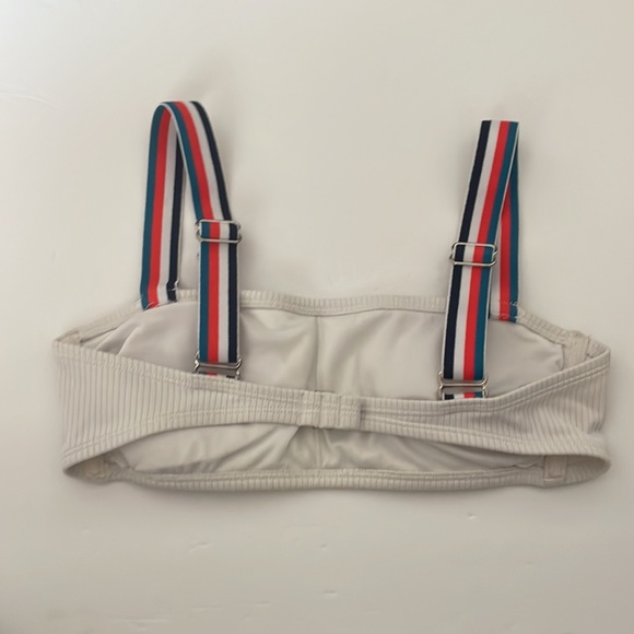 target white stripped strap bathing suit top - Picture 2 of 3